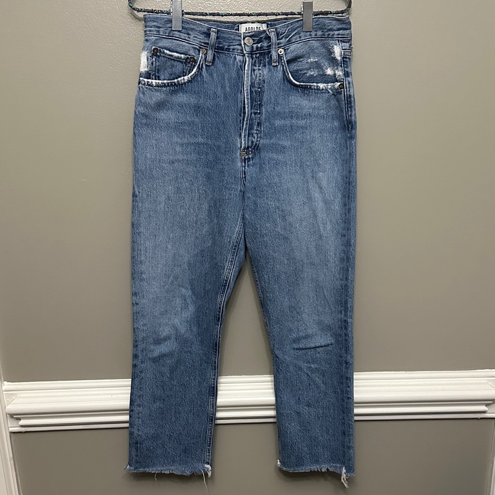 AGOLDE Riley distressed raw hem jeans Sz 27